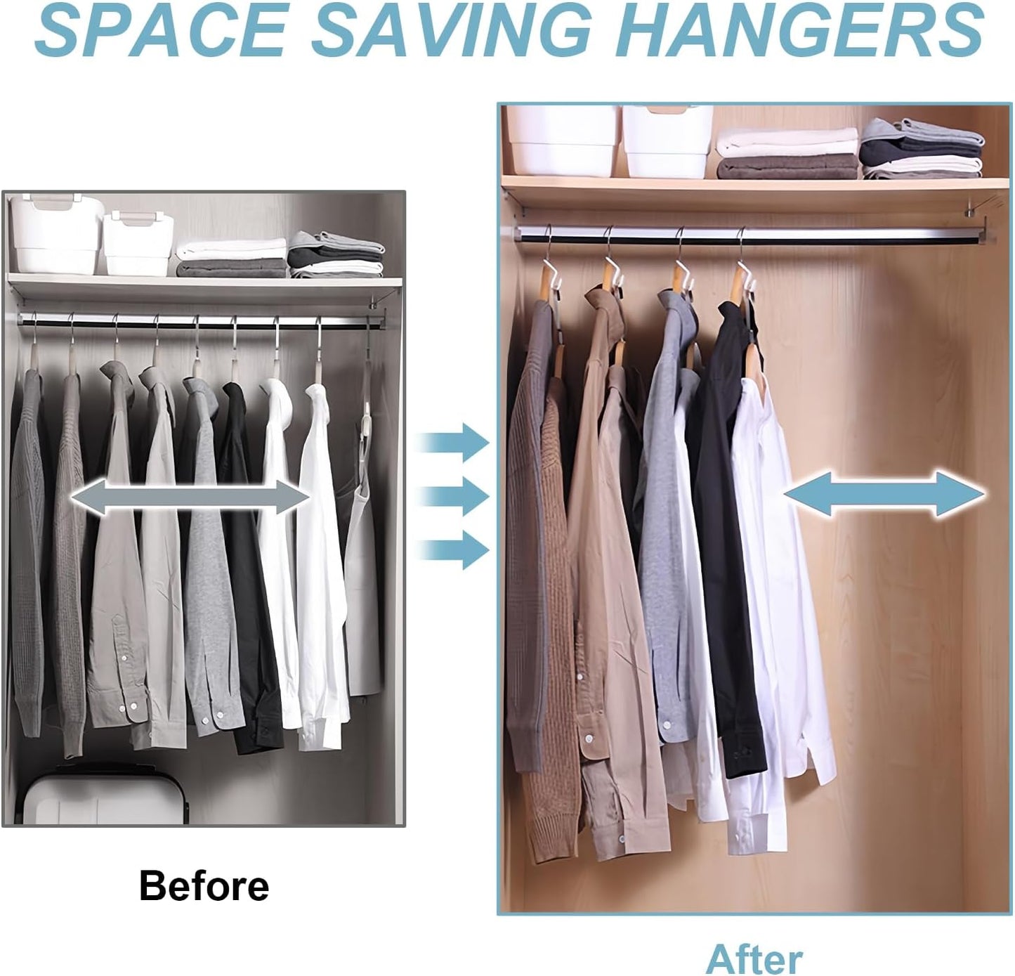 Skiennix 50 PCS Space Saving Hanger - Heavy Duty Clothes Connector Hooks for Closet Organization (White)