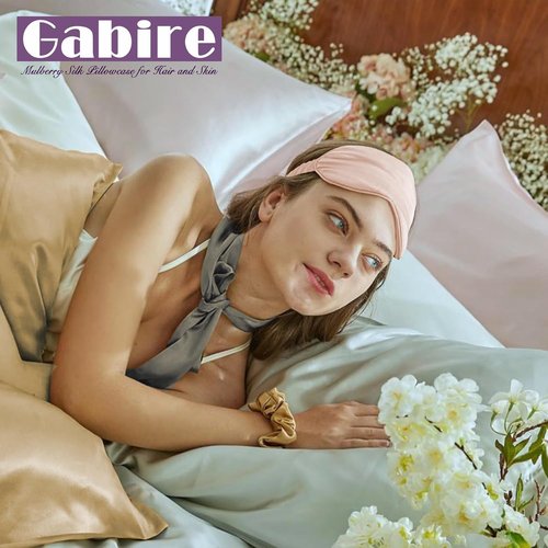 Gabire Mulberry Silk Pillowcases - Set of 2 Real Silk for Hair & Skin, Champagne, Standard (20"×26")
