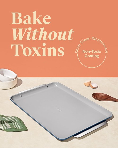 Caraway Non-Stick Ceramic Baking Sheet - Non-Toxic, PTFE & PFOA Free - Large Slate (18" x 13") for Baking & Roasting