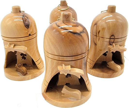 Bulk Olive Wood Christmas Ornaments Set of 4 - Bethlehem Nativity Decorations