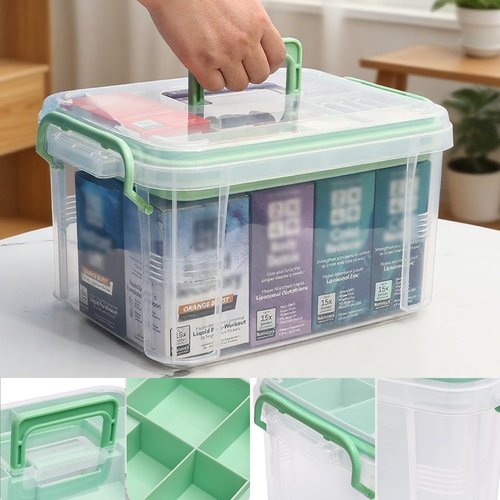 Clear Medicine Organizer by [Brand Name] - 2 Pack Multipurpose Storage Box for Home & Travel
