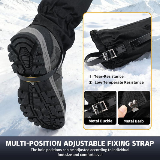 MAJWILD Adjustable Leg Gaiters, Waterproof Snow Boot Gaiters for Men Women with Hiking, Walking, Hunting, Snowshoeing, Climbing (Black, Large)