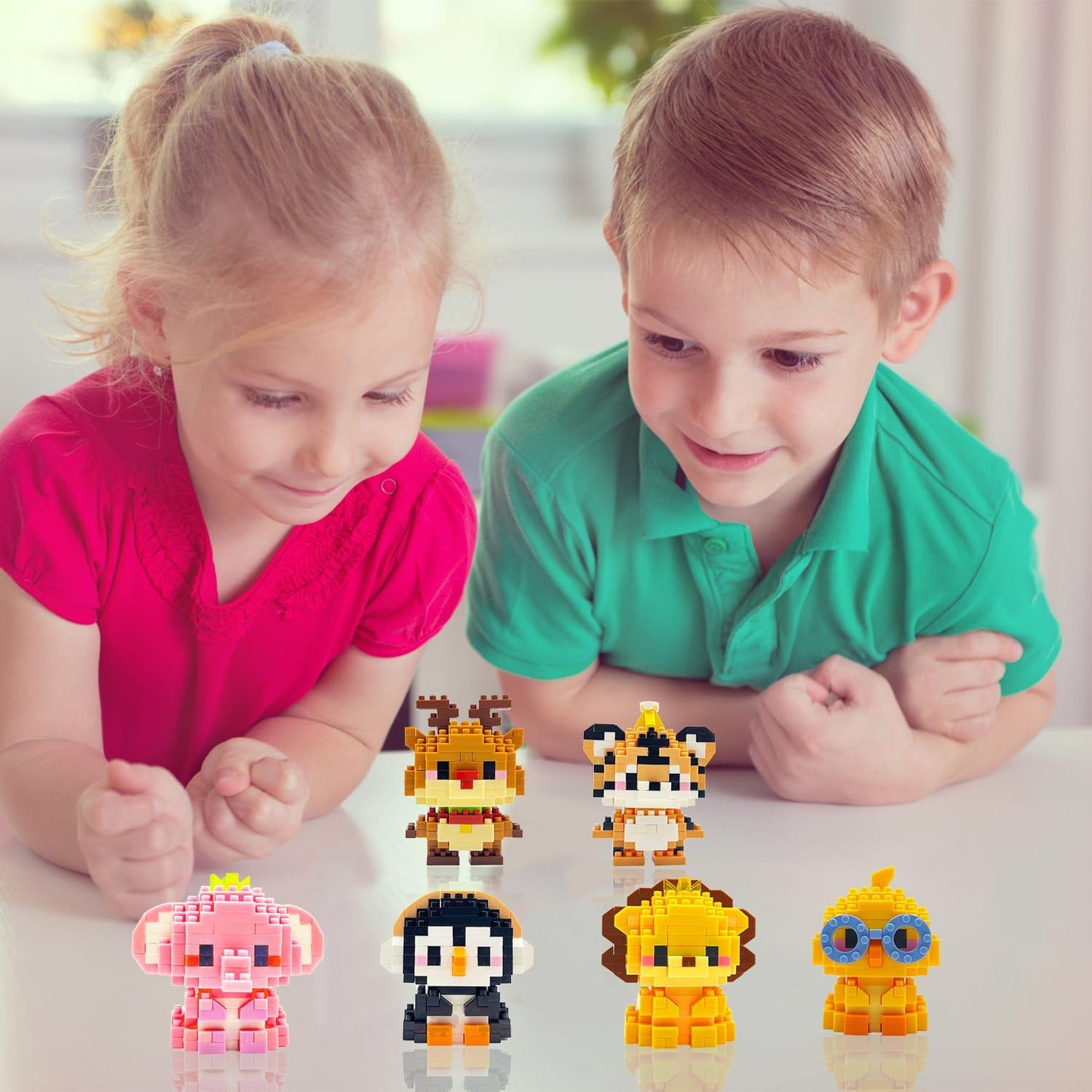 Skiennix Cute Mini Animal Building Blocks - 6 Pack Educational Toys for Kids Age 6-12+ | Perfect for Easter & Valentine's Gifts