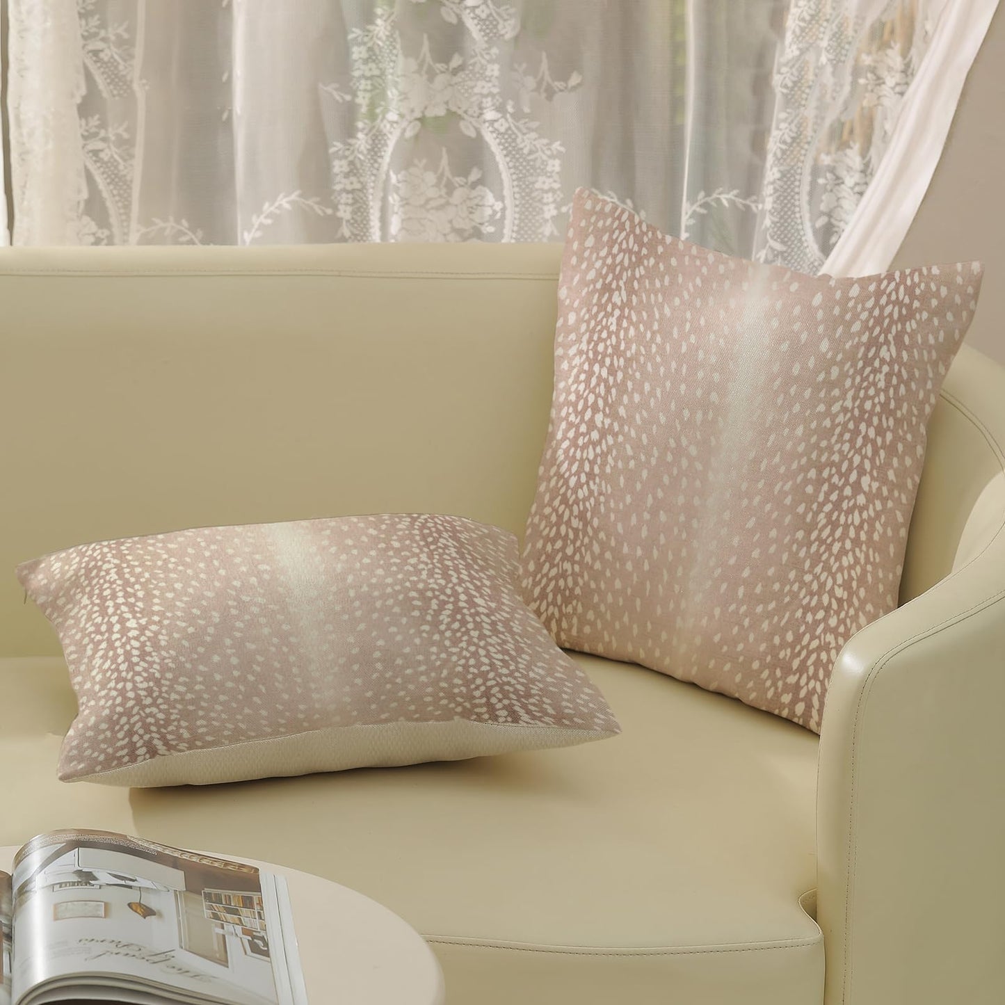JEFERSO Antelope Pillow Covers 20x20 Set of 2 Beige Animal Skin Print Throw Pillow Covers Modern Antelope Decorative Pillow Cases Outdoor Farmhouse Linen Decor Cushion Case for Couch Sofa Room