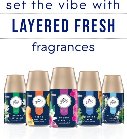 Glade Automatic Spray Refill - Juniper & Teak Air Freshener for Home & Bathroom | 6.2 Oz