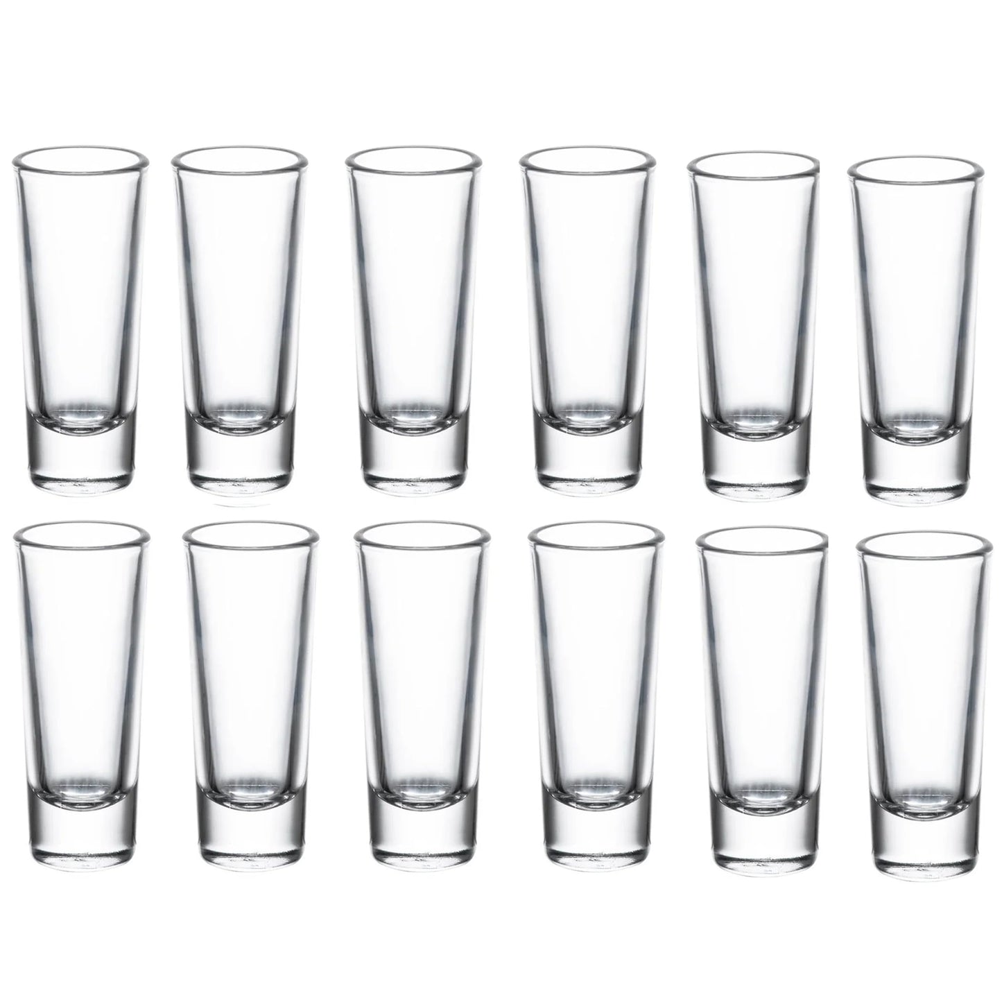LEMONSODA Clear Shot Glass Set- (2oz) Crystal Shot Glasses - Sake, Tequila, Whiskey, Vodka, Gin - Great for Tastings, Gifts, Parties, Unique Pieces (Tall, Set of 12)