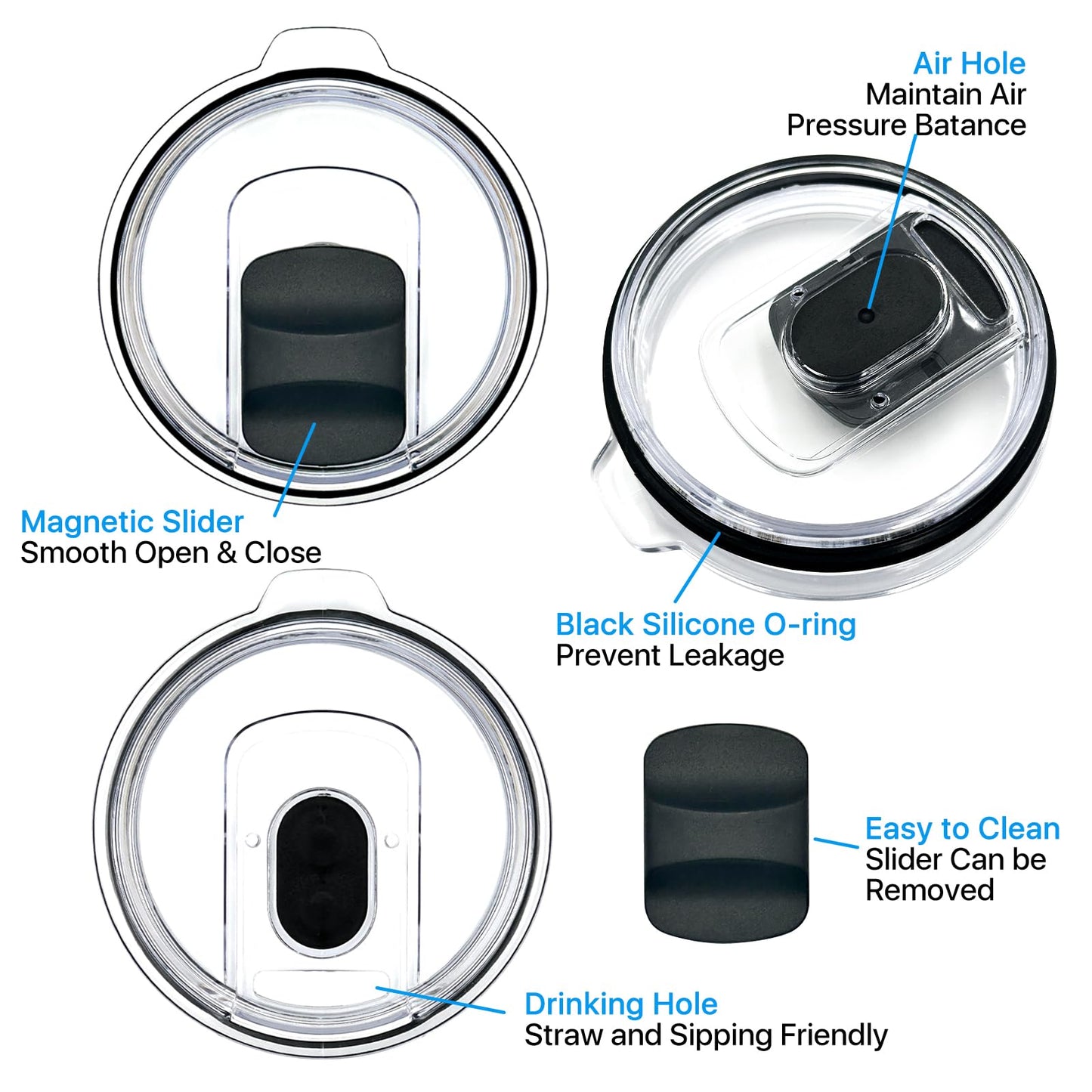 3 Pack 20 oz Tumbler Lid for Yeti Lids，Magnetic Slider Replacement Lids Compatible with YETI 20 oz Tumbler, 10/24 oz Mug and 10 oz Lowball，Spill Proof Cup Lids Covers，BPA Free