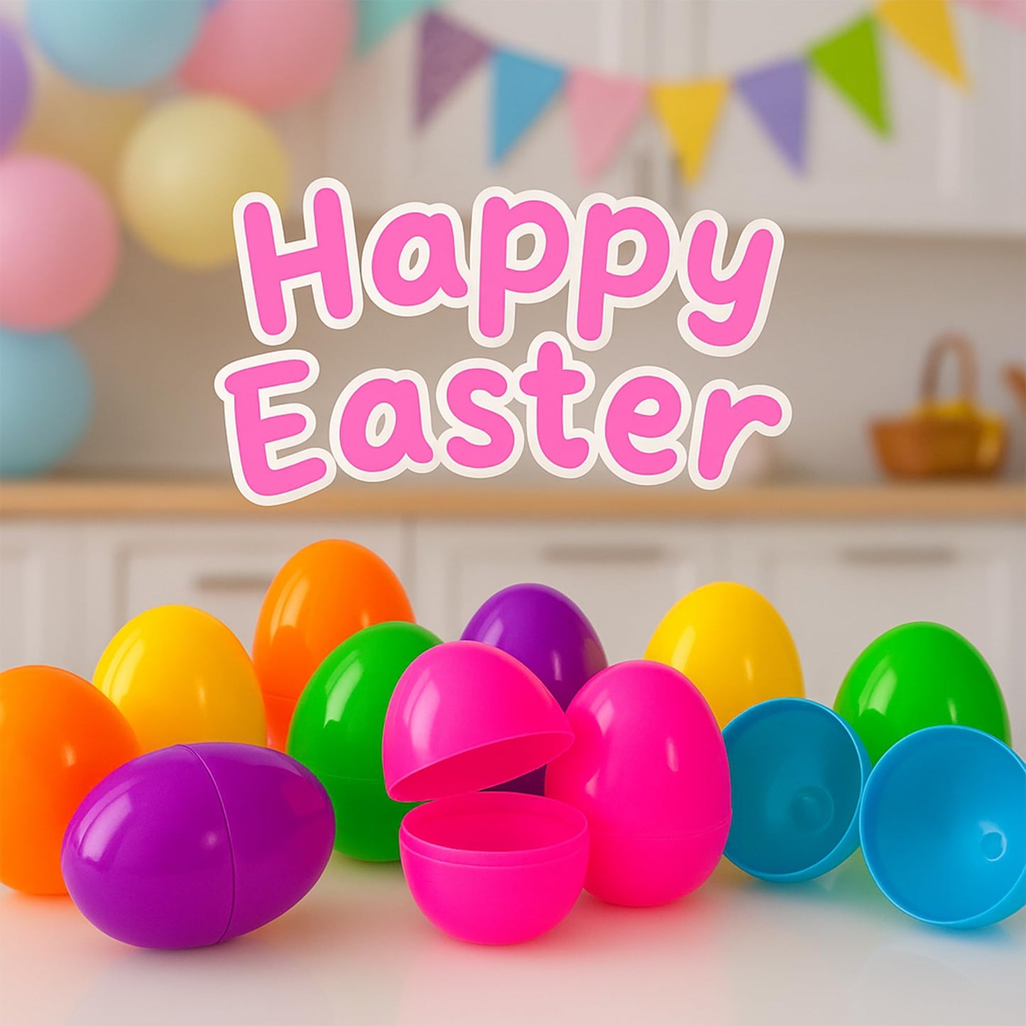 Celmuron 12 Pack Large Easter Eggs – 3.74'' Bright Plastic Fillable Eggs for Easter Egg Hunt, Party Favors, Surprise Gifts