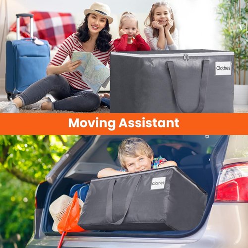BlissTotes Large Moving Bags - Heavy Duty Storage Totes with Zippers & Handles | 93L, 6 Pack for Space Saving