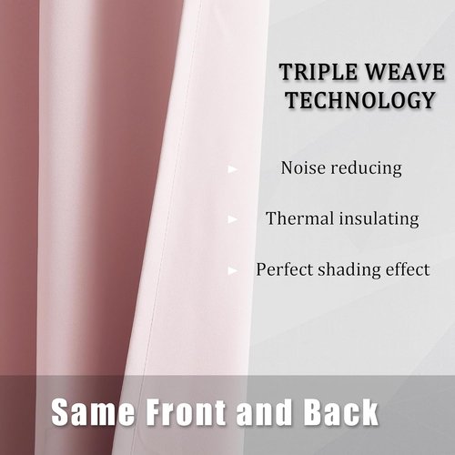 DUALIFE Baby Pink Blackout Curtains - Thermal Insulated Room Darkening Panels, 42 x 63 Inches, 2-Pack