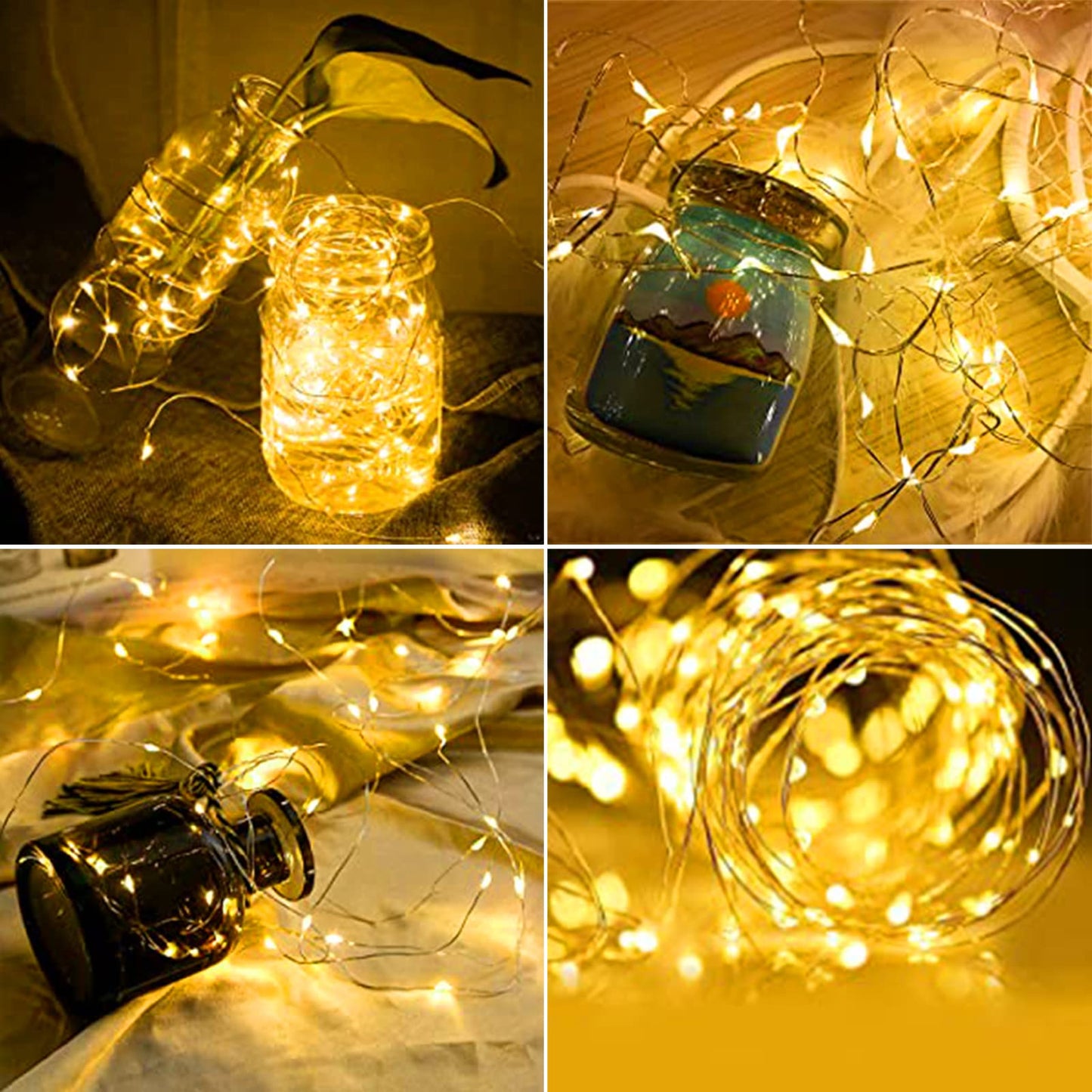 Yiaht 24 Pack Fairy Lights Battery Operated String Lights 7 Feet 20 Led Waterproof Christmas Lights Silver Wire Firefly Starry Moon Lights for Bedroom DIY Party Wedding Patio Christmas
