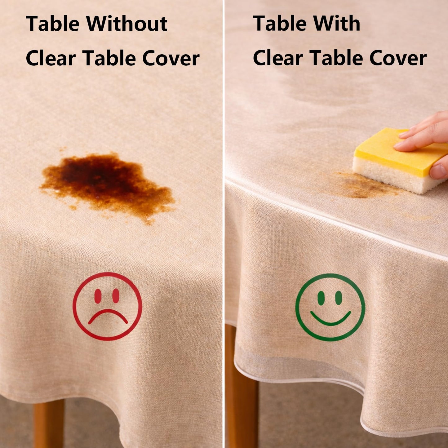 VEXYLOREN Clear Table Cover Protector 60 x 90 in Oblong Plastic Vinyl Tablecloth for 4~6 Seats Table