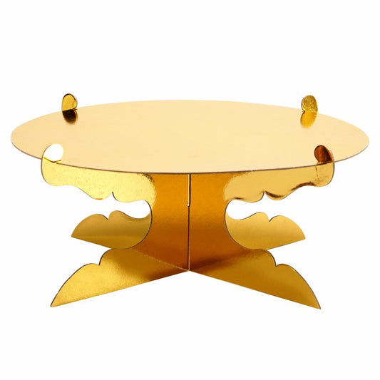 ROSYJUNE 12 inch One Tier Cardboard Cake Stand,Gold Cupcake Stand for Birthday Wedding DIY Dessert Decoration