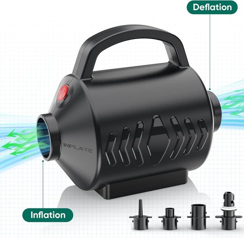 Electric Air Pump | High Power Inflator & Deflator for Inflatable Pool Toys - 400W, 4 Nozzles, AC 110-120V