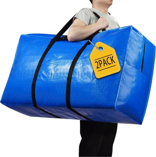 57 Gallon XXL Jumbo Storage Bags by [Brand Name] - Heavy Duty Moving Totes, Foldable Duffle for Travel | 42x23x13.5 Inch - 2 Pack