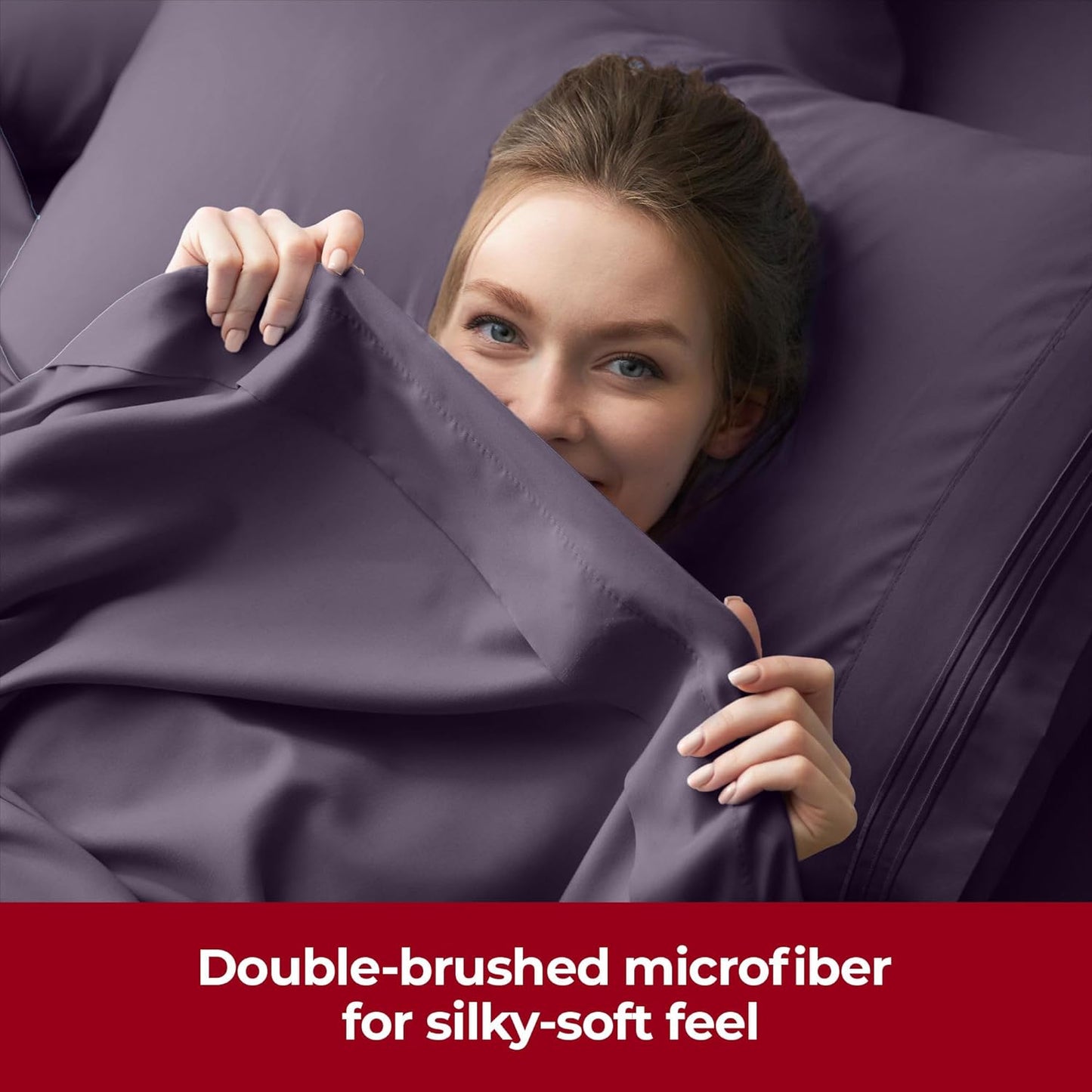 Mellanni Extra Deep Queen Sheets - Hotel Luxury Bedding Set | Ultra Soft, Cooling, Wrinkle-Resistant (Queen, Purple)