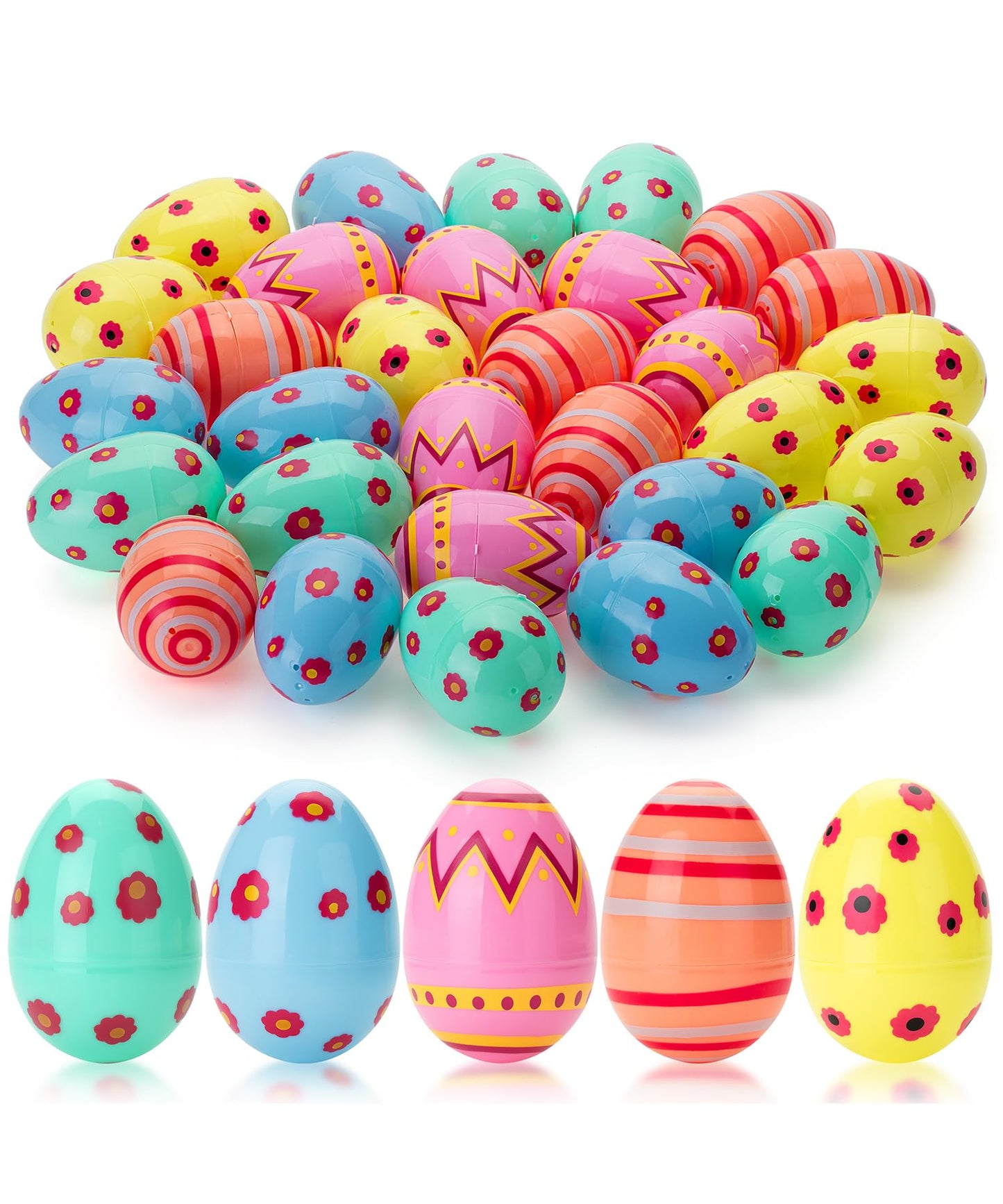 Mr. Pen- Printed Plastic Easter Eggs, 3 Inch, 30 Pack, Bulk Fillable Eggs for Easter Hunt Decor, Party Favor, Basket Stuffers, Classroom Prize, Supplies, Adult & Kid Party Toys for Gift