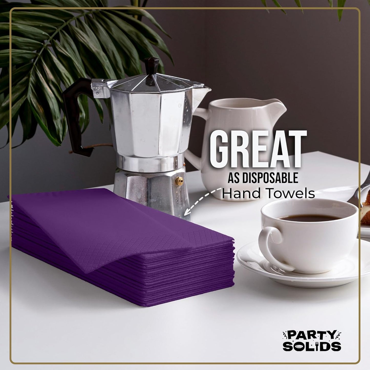 Party Solids Purple Dinner Napkins - 40 Pcs 2-Ply Disposable Paper Napkins for Events & Everyday Use