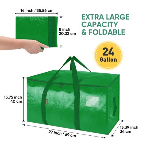 BALEINE 8-Pack Oversized Moving Bags with Reinforced Handles, Heavy-Duty Storage Tote for Clothes, Moving Supplies (Light Green, 8-Pack)