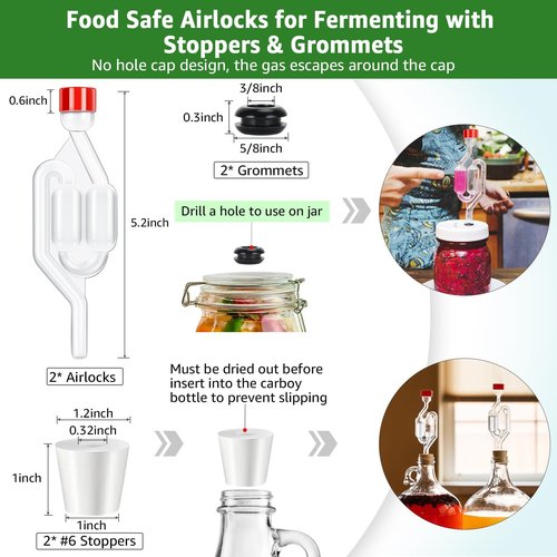 Dbgogo 14” Auto Siphon Homebrew -3/8” Racking Cane, Wine Siphon Pump with 5.5FT Tubing & Clamp, Bottling Wand, Airlock for Fermenting with Stoppers & Grommets, Siphoning Kit for Wine Making Homebrew