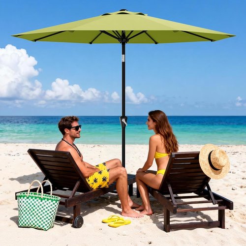 GarveeLife 9FT Outdoor Patio Umbrella - Waterproof UV Protection with Push Button Tilt & Crank | Fruit Green