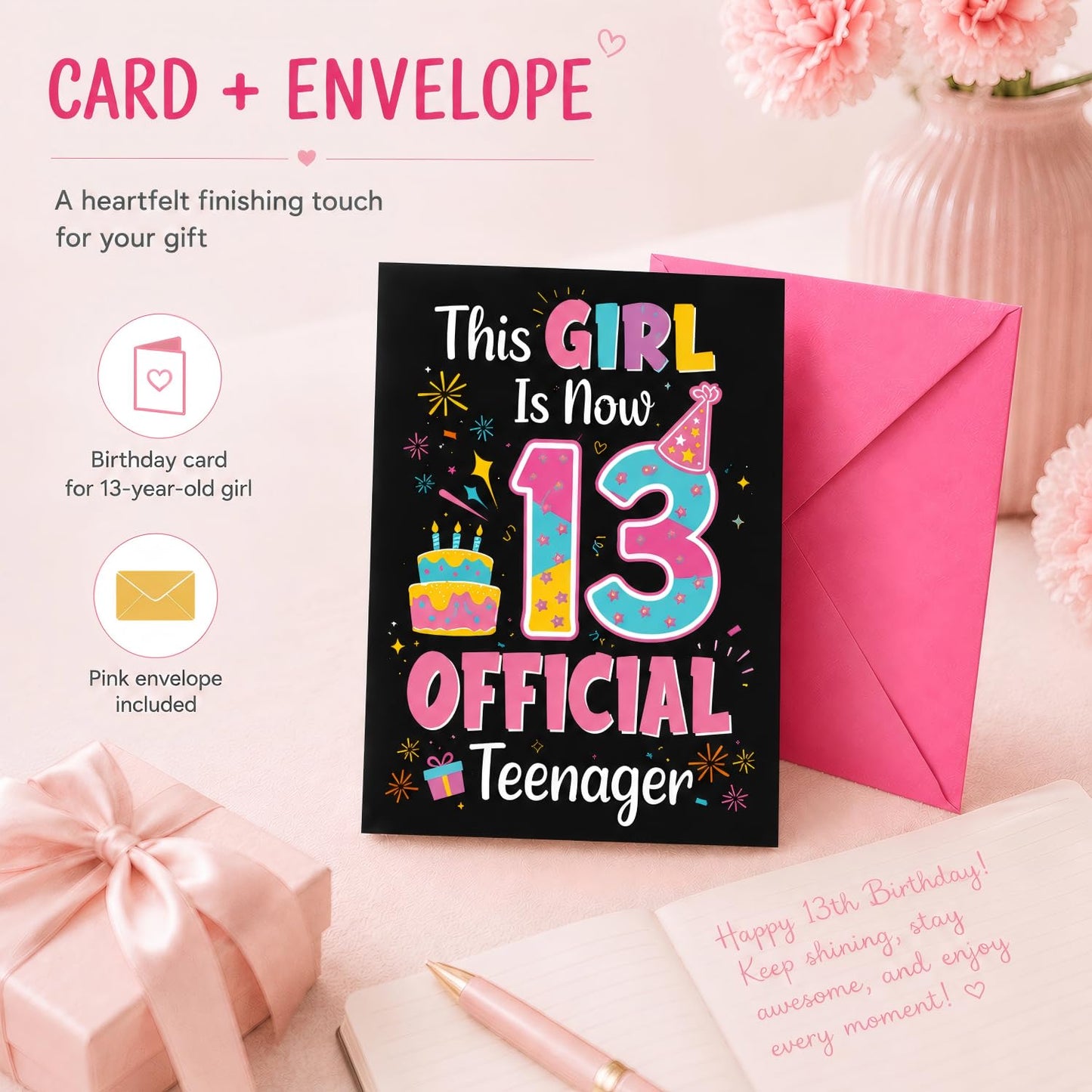 HAPPYPOP 13th Birthday Gifts for Girls - 13 Year Old Girl Birthday Set, Trendy Teen Girl Gifts for Granddaughter