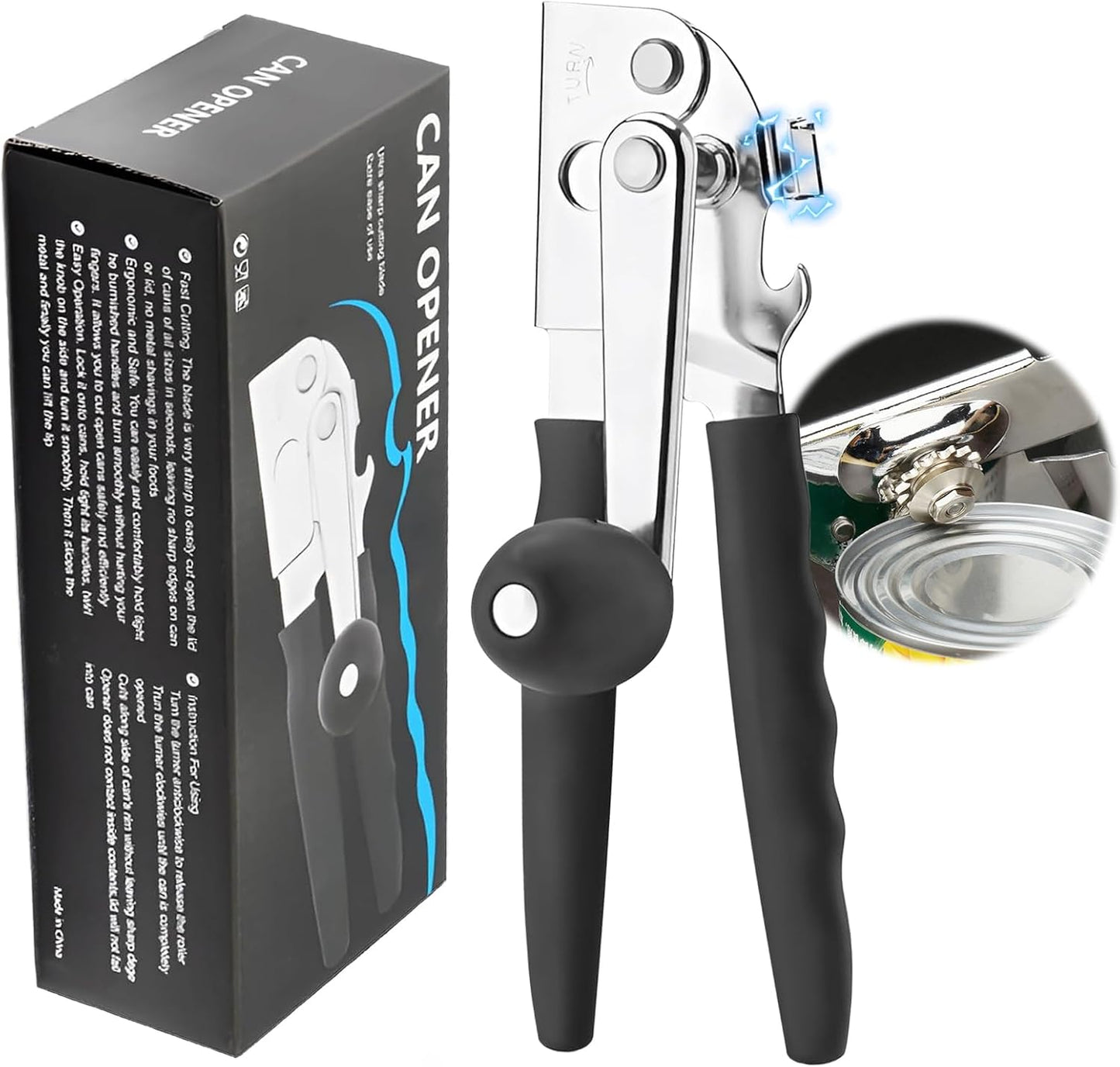 Skiennix Heavy Duty Manual Can Opener - Stainless Steel, Smooth Edge Design for Seniors | Kitchen Essential