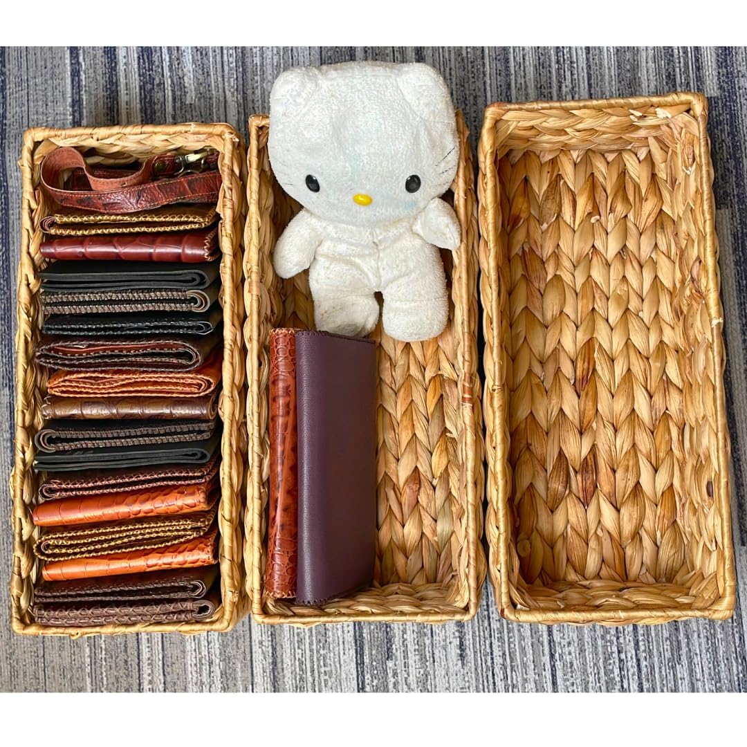 M4DECOR Set of 3 Wicker Toilet Paper Holders – Toilet Tank Basket, Back of Toilet Basket, Wicker Baskets for Storage and Decorative Bathroom Organization