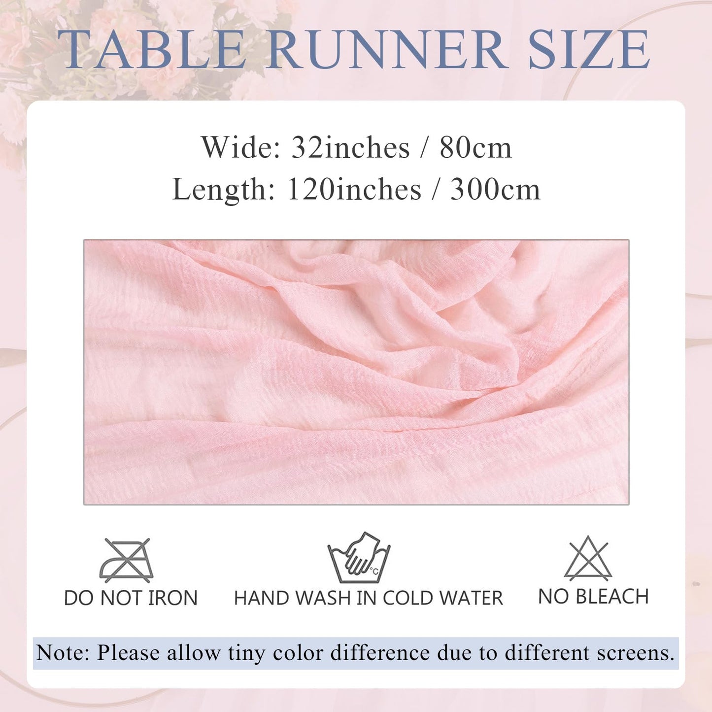 SAJOO Blushing Pink Cheesecloth Table Runner 10ft Gauze Table Runner for Wedding Baby Bridal Shower Party 32x120 Inches Boho Rustic Long Cheese Cloth Spring Home Decorations