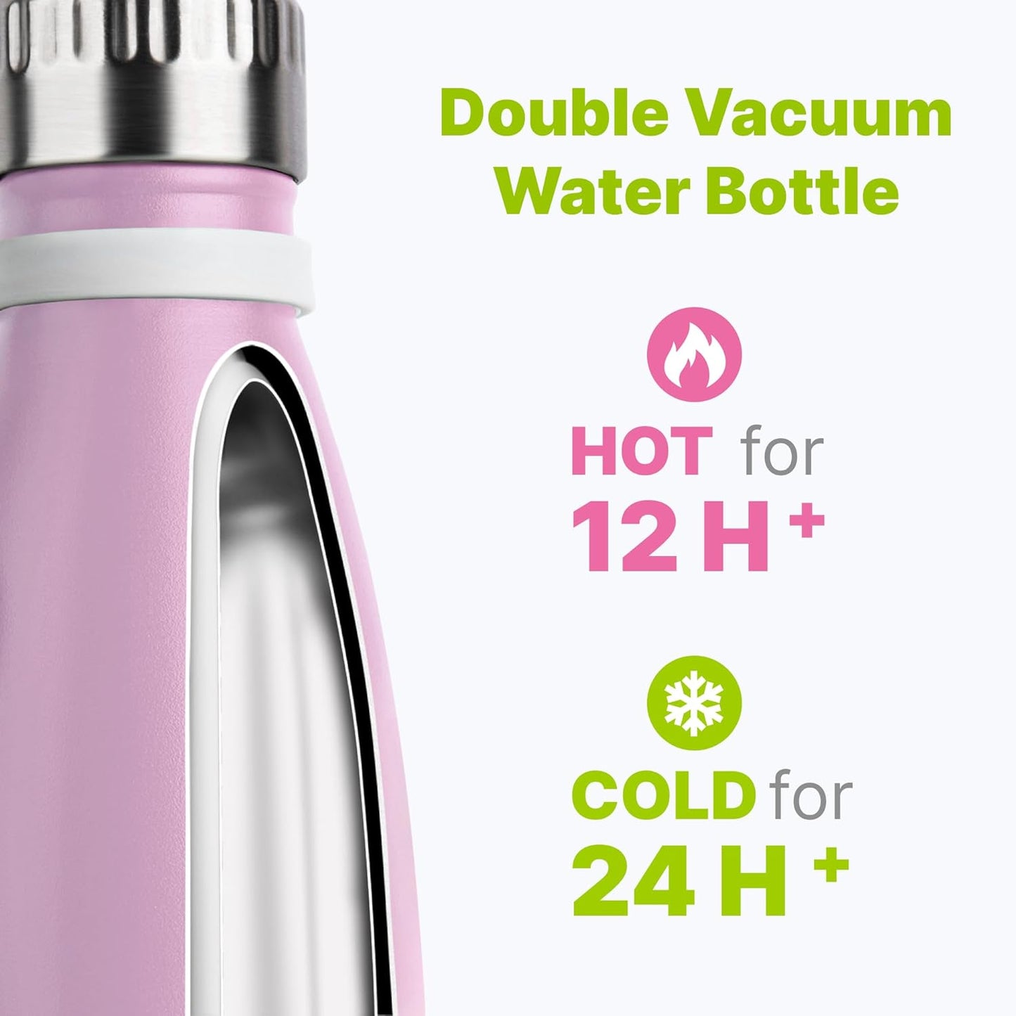 Skiennix 9 oz Kids Water Bottle - Insulated Stainless Steel, Leak Proof, Mini Cola Shape | Pink/Purple