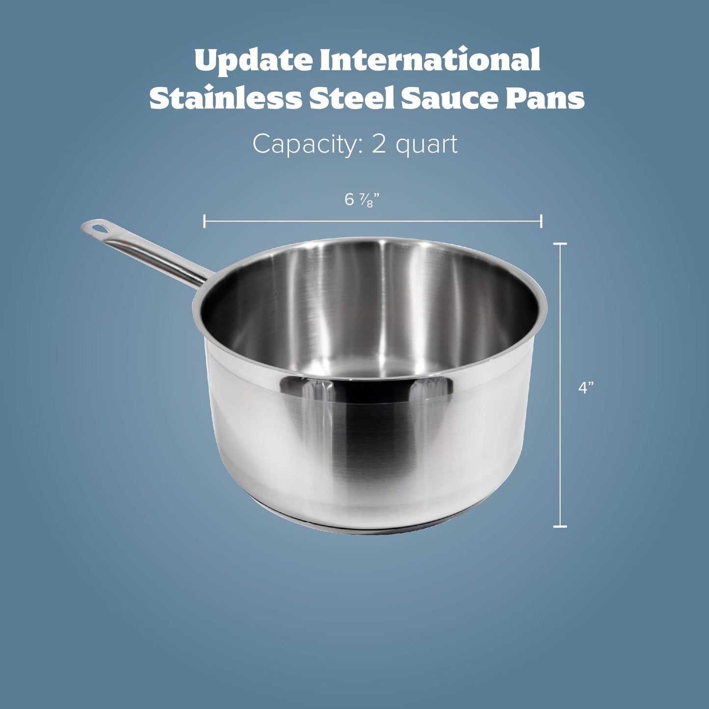 Update International SSP-2 Stainless Steel Sauce Pan with Cover, 2-Quart, silver