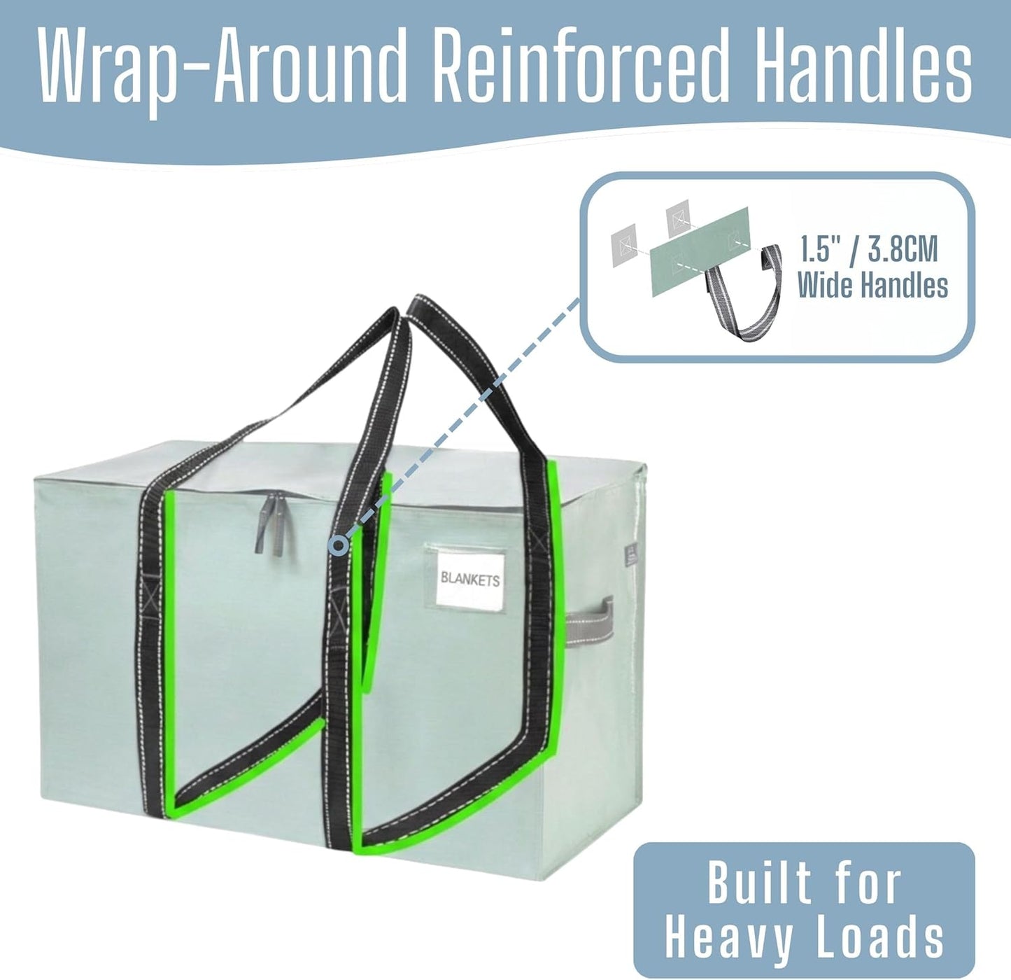 VENO Heavy Duty Moving Bags - Extra Large Storage Solution with Reinforced Handles & Strong Zippers | 6 Pack, Foldable & Reusable
