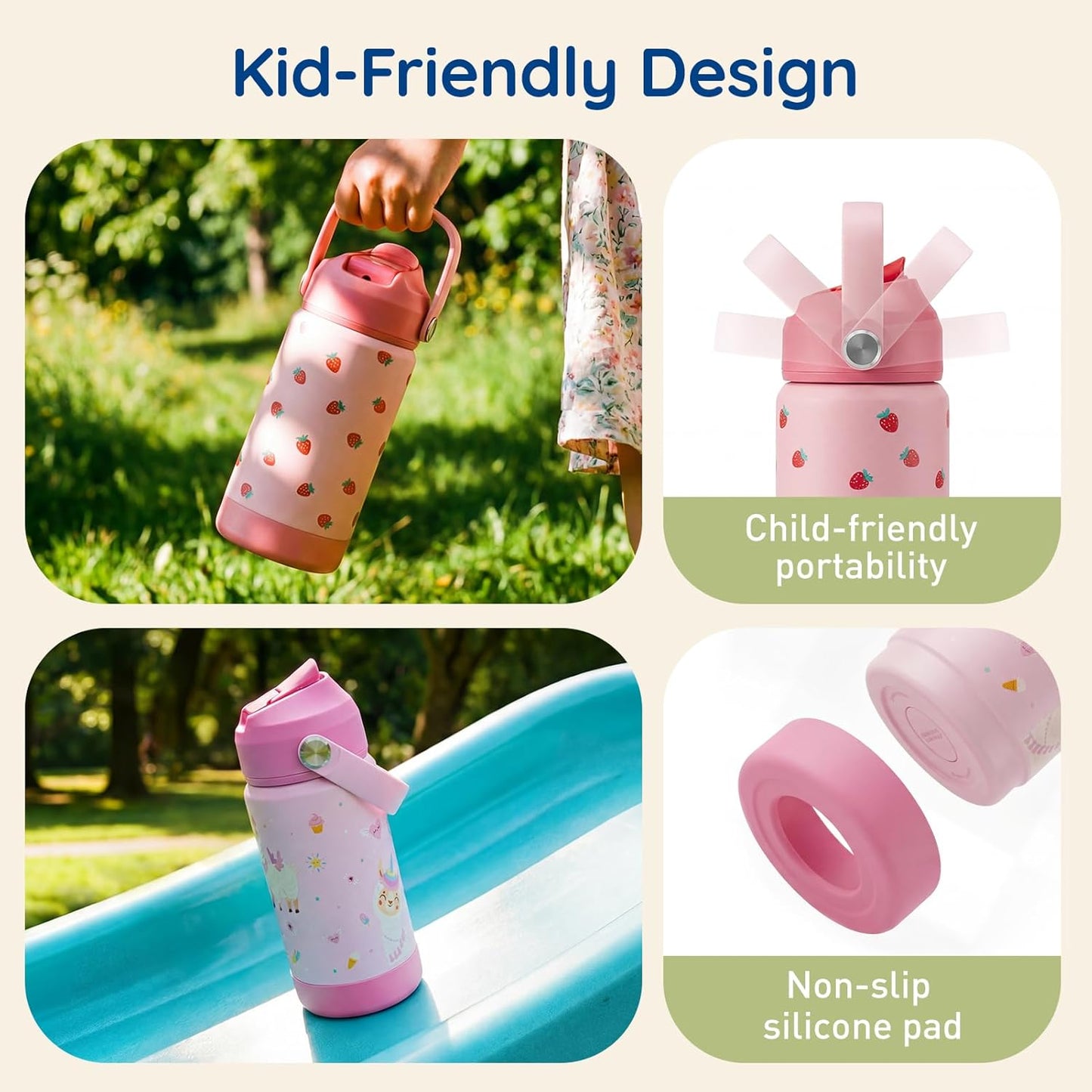 Mommore Kids Water Bottle - 12 oz Insulated Stainless Steel, Leakproof & BPA-Free for School & Outdoor Activities