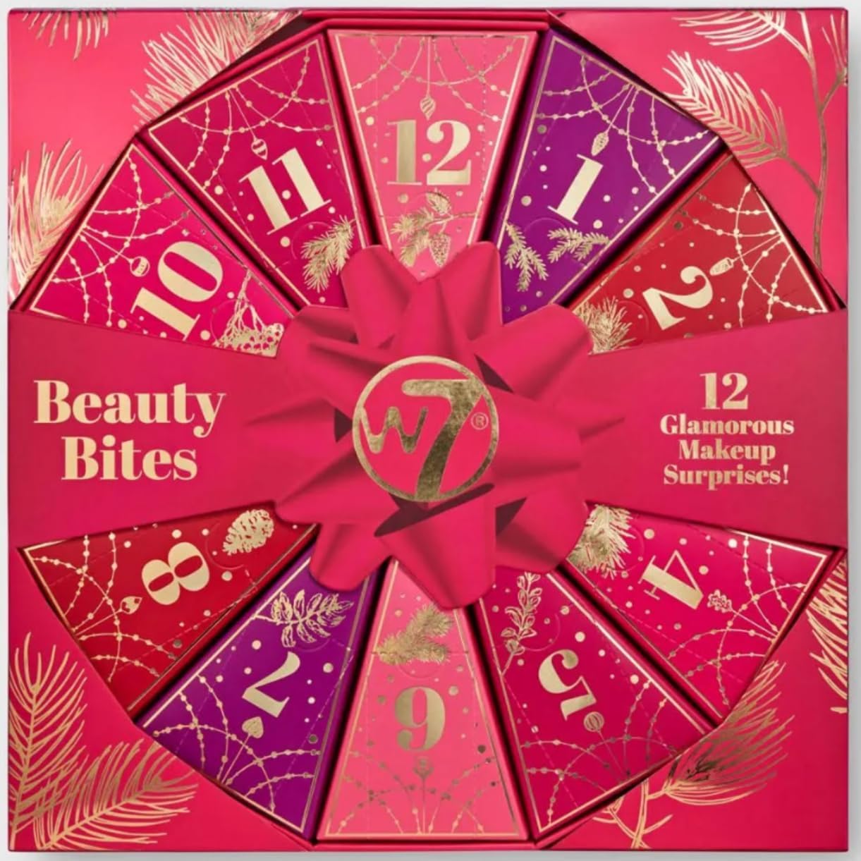 W7 Beauty Bites 12-Day Advent Calendar - Festive Makeup Set in Pink