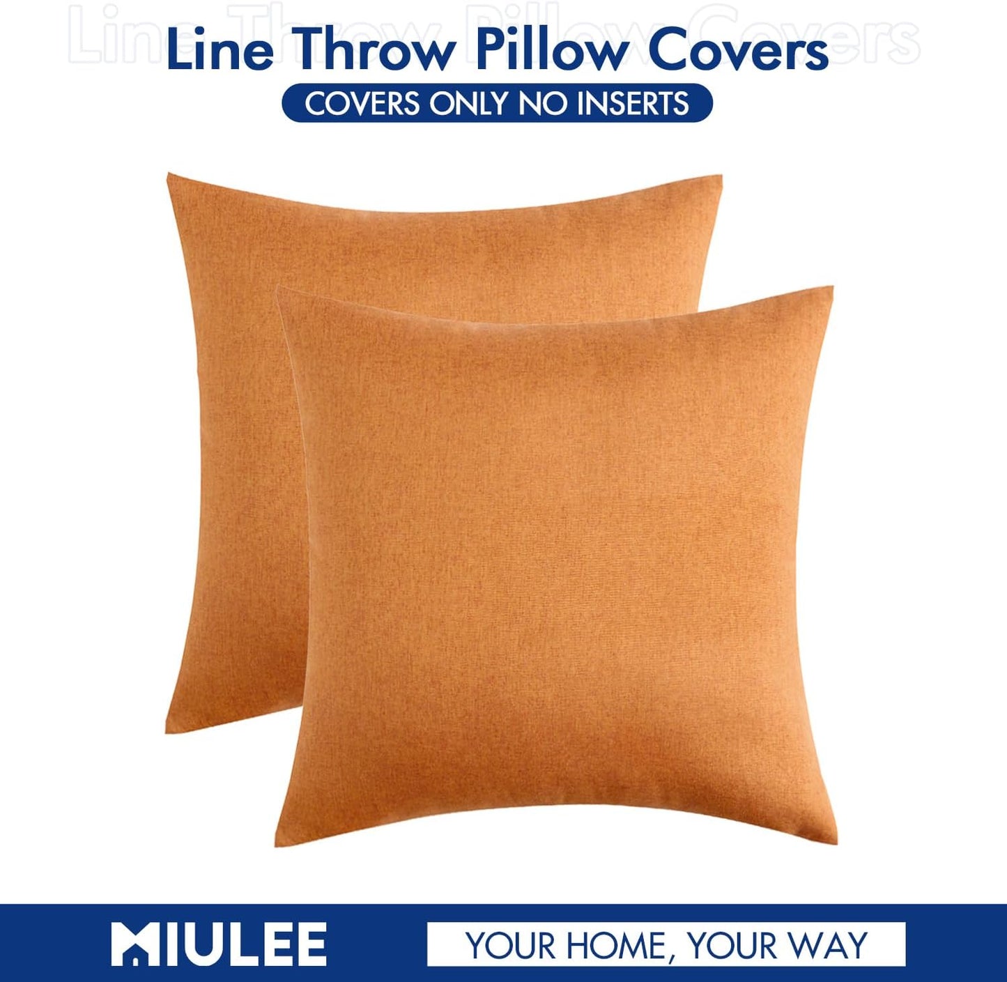 MIULEE Decorative Outdoor Throw Pillow Covers - Waterproof Faux Linen Cushion Cases | 18x18 Inch, Brown (Pack of 2)