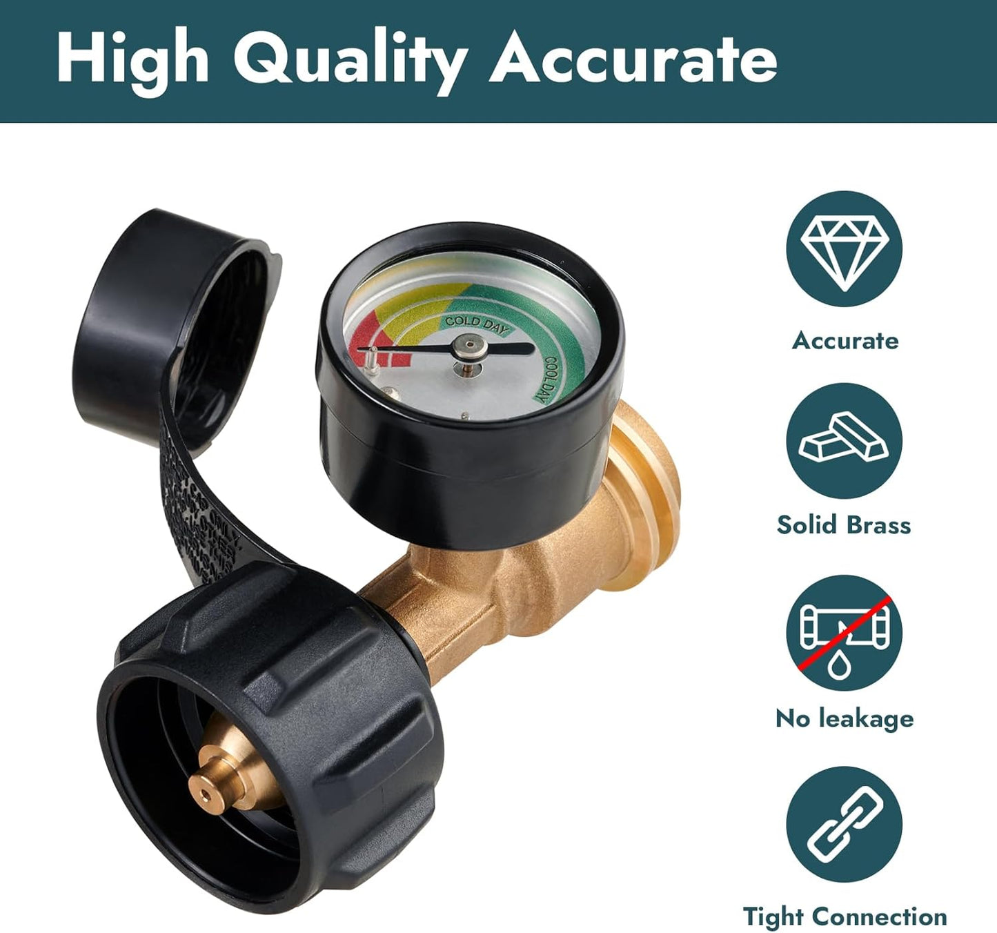 Propane Tank Gauge - Level Indicator & Leak Detector for 5lb to 40lb Tanks | Universal Fit for BBQ Grills, RVs, Heaters