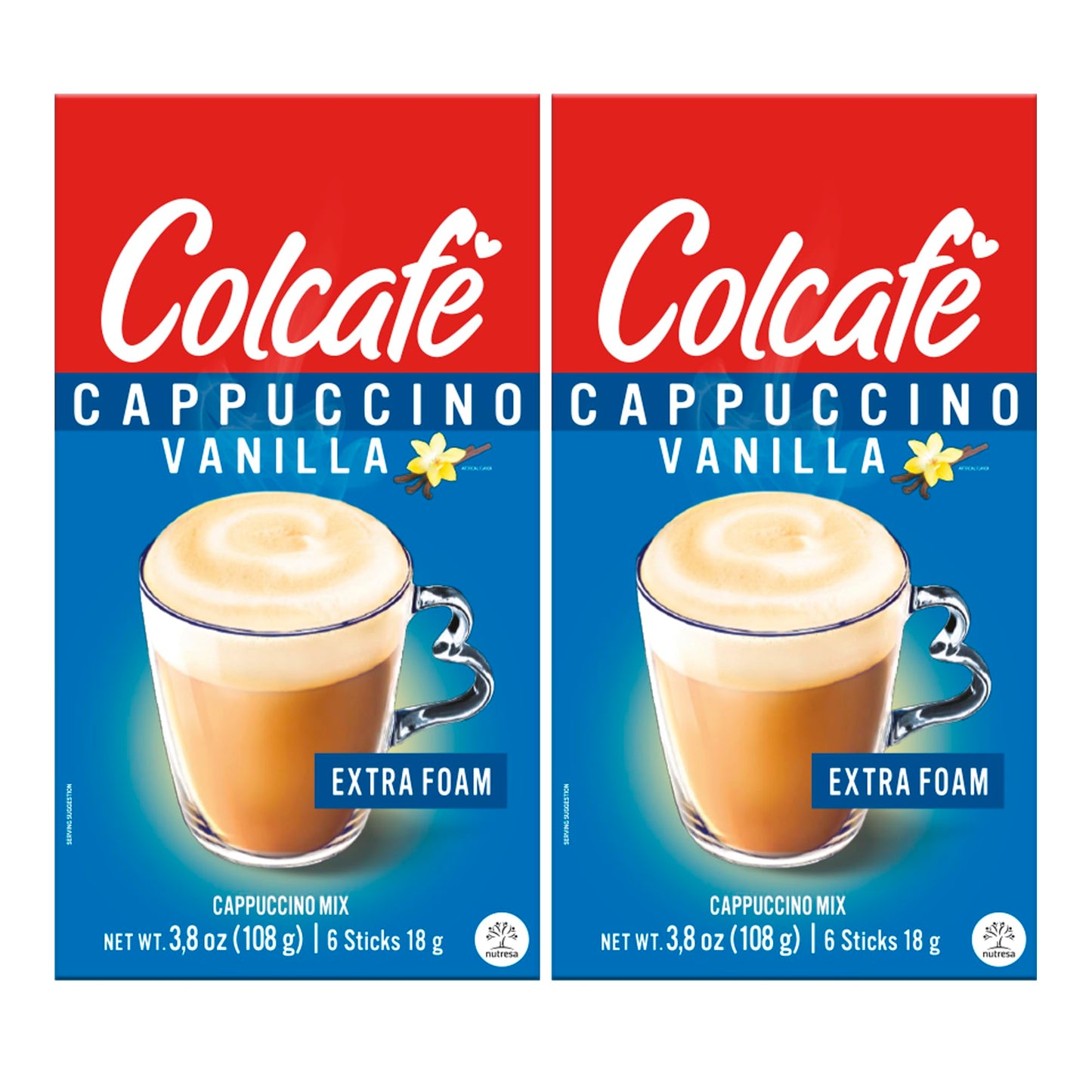 Colcafe Instant French Vanilla Cappuccino, 6 sticks per pack, Pack of 2