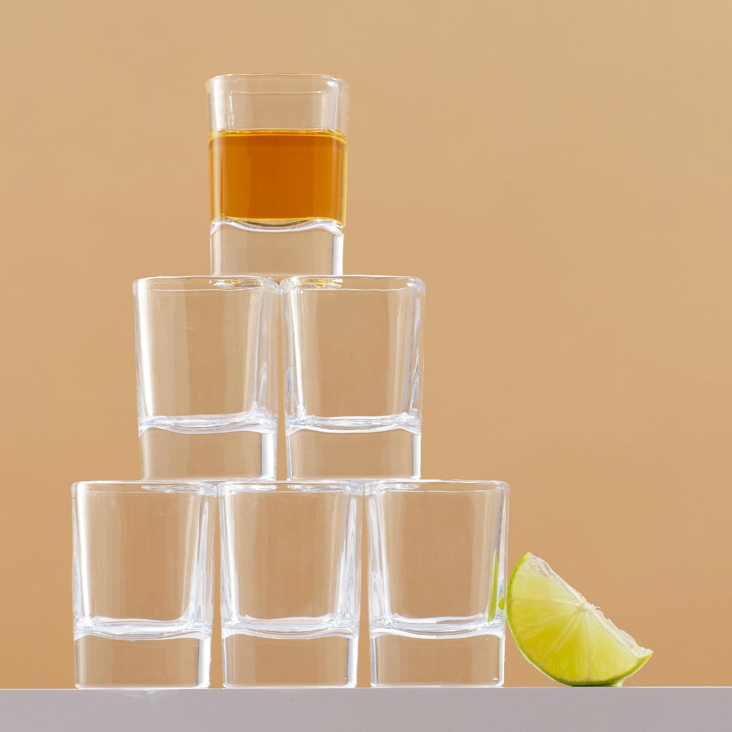 JoyJolt Glass Shot Glasses Set of 10 - City 2oz Heavy Base Square Shot Glasses, Perfect for Espresso, Tequila, Aperitif, Limoncello Liqueur