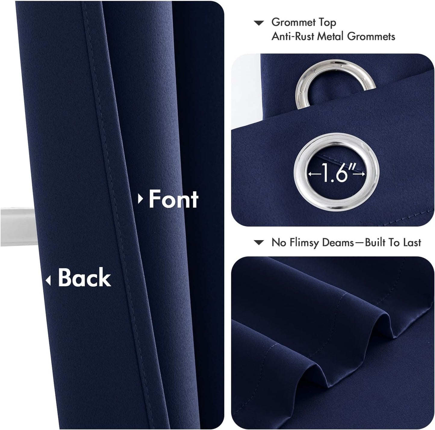 MIULEE Navy Blue Blackout Curtains - Thermal Insulated Room Darkening Drapes | 40 x 48 Inches, 2 Panels