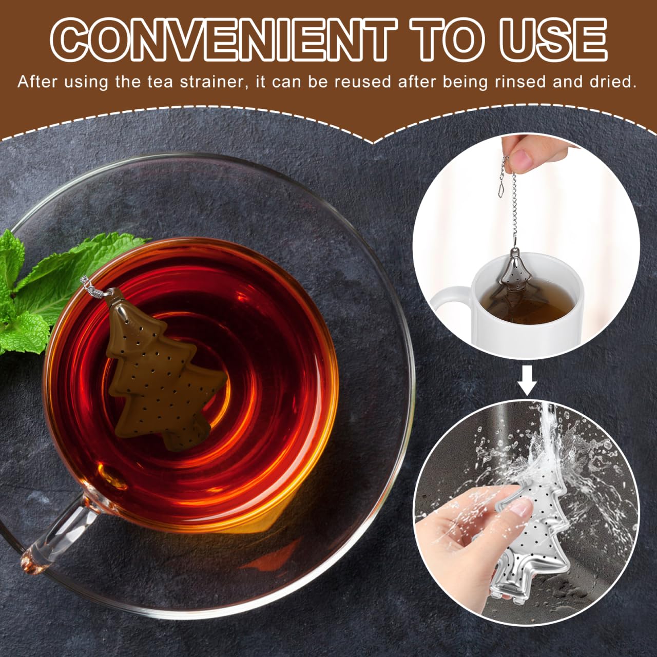 Abaodam Stainless Steel Tea Infuser Tree Shape 6-Pack Loose Leaf Tea Strainers Filters for Home Office Brewing Accessories