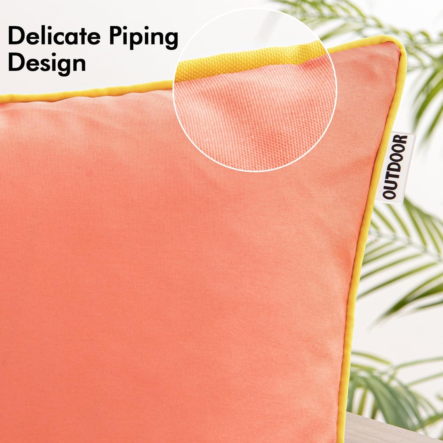 MIULEE Outdoor Waterproof Throw Pillow Covers - Decorative 18x18 Inch Coral Red Cushion Cases for Patio & Garden