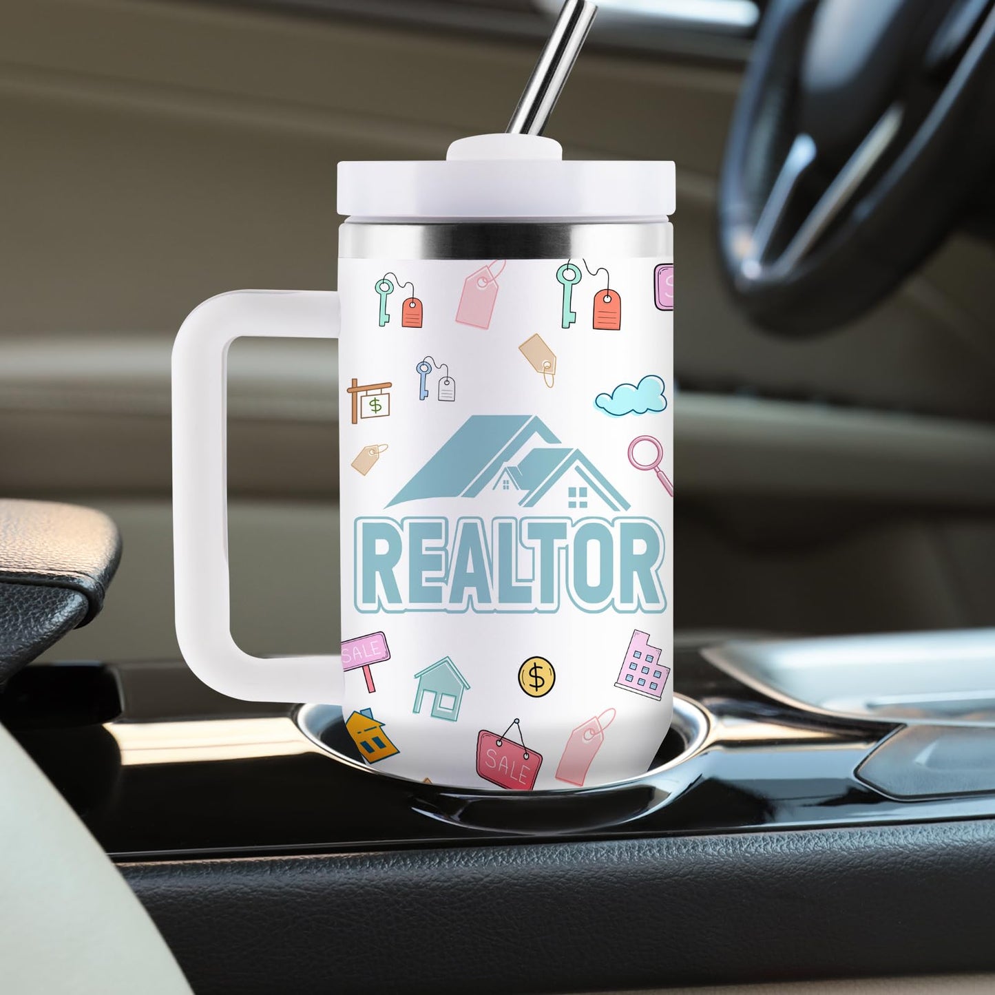 Sighdorm Realtor Gifts for Women Men, Closing Gifts for Realtors, Real Estate Agent Gift, 40oz Stainless Steel Tumbler