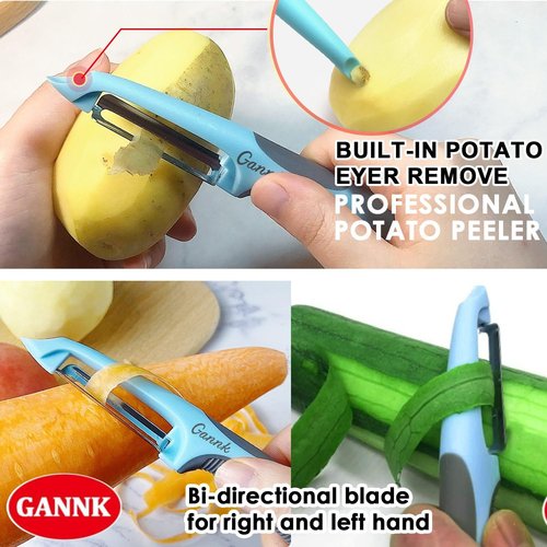 GANNK 3-in-1 Potato & Vegetable Peeler - Versatile I & Y Blade Design for Effortless Peeling