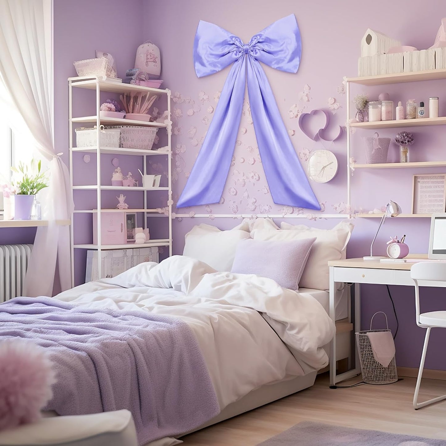 Wavwavw Bow Decor - Large Lavender Purple Bow for Room & Birthday Party Backdrop | 24 x 36 Inches