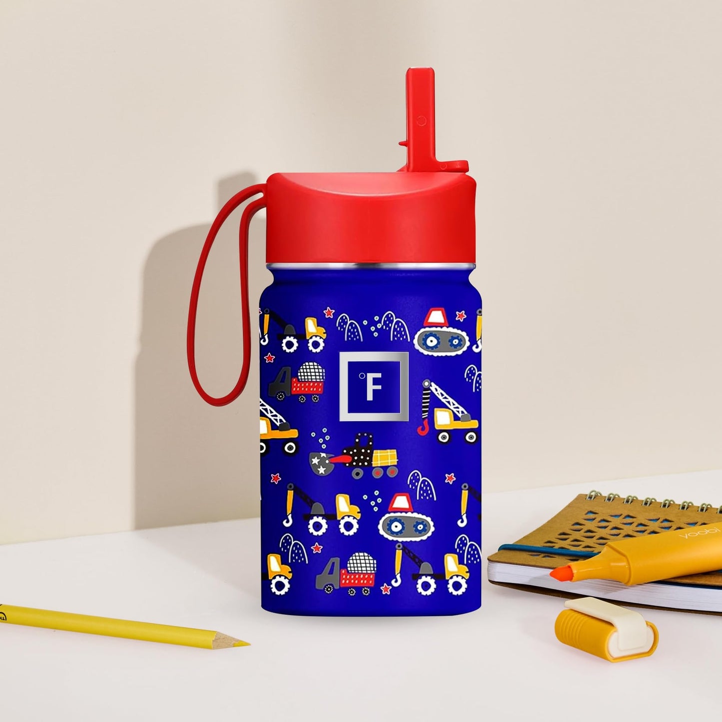 IRON °FLASK Kids Water Bottle - Straw Lid, 20 Name Stickers, Vacuum Insulated Stainless Steel, Double Walled Tumbler Travel Cup, Mug - Space Heroes, 18 Oz