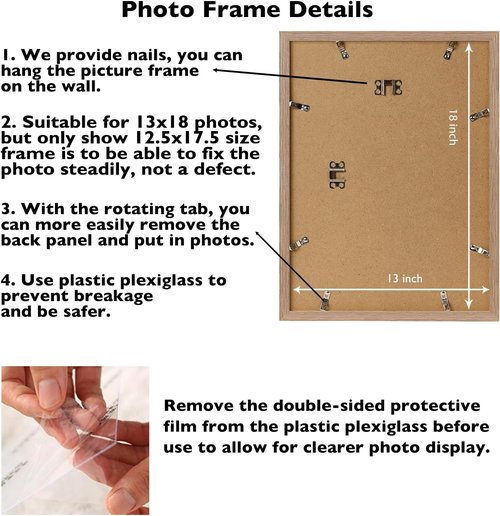 JCJMY 13x18 Rustic Brown Picture Frame - Versatile Wall Hanging for Horizontal & Vertical Photos