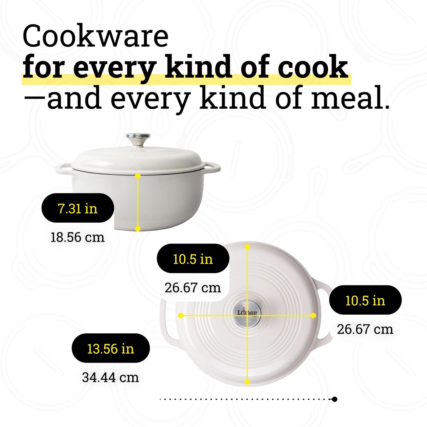 Lodge Essential Enamel Cast Iron Dutch Oven - Perfect for Bread Baking, Braising, Marinating & Slow Cooking - Features Moisture-Sealing Lid & Dual Handles - Kitchen Essentials - 6 Quarts - Oyster White