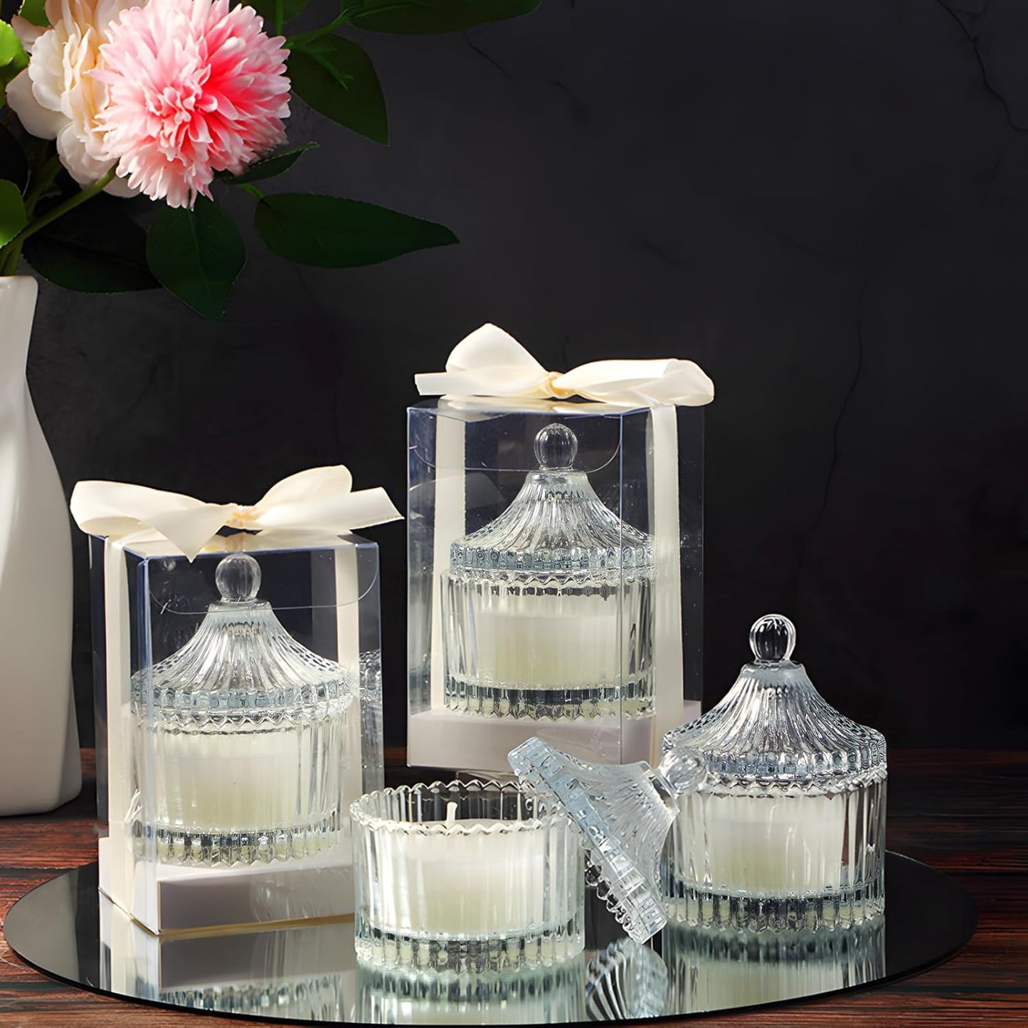 12 Pack Wedding Candle Favors for Guests in Glass Personalized Favors Candles Bulk Souvenirs Bridal Proposal Gift Thanks for Coming Wedding Party(Stylish Style)