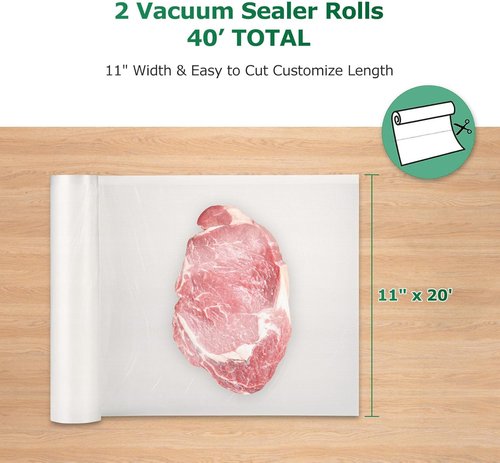 FRESKO Vacuum Sealer Bags Rolls - 11" x 20' | Heavy-Duty BPA-Free Food Storage & Sous Vide Bags