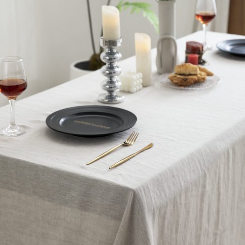 EVERLY 100% Pure Linen Rectangle Tablecloth 84Lx60W Inches for Dining,Weddings and Restaurants,Decorative Halloween,Thanksgiving,Christmas Table Cloth Machine Washable Tablecloths-Natural Linen